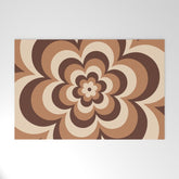 70s Retro Flower Power in Coffee Brown Welcome Mat