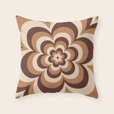 70s Retro Flower Power in Coffee Brown Throw Pillow