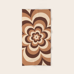 70s Retro Flower Power in Coffee Brown Bath Towel
