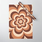 70s Retro Flower Power in Coffee Brown Wrapping Paper