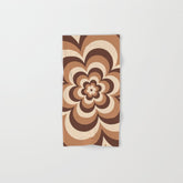 70s Retro Flower Power in Coffee Brown Bath Towel