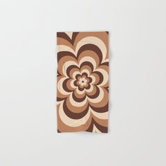 70s Retro Flower Power in Coffee Brown Bath Towel
