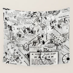 1932 Night-Club Map of Harlem, NY Centerfold from Manhattan Weekly by Elmer Simms Campbell Wall Tapestry