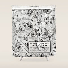 1932 Night-Club Map of Harlem, NY Centerfold from Manhattan Weekly by Elmer Simms Campbell Shower Curtain