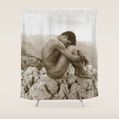 Caino' Male Nude black and white photograph / black and white photography by Wilhem von Gloeden Shower Curtain