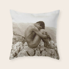 Caino' Male Nude black and white photograph / black and white photography by Wilhem von Gloeden Throw Pillow