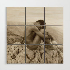 Caino' Male Nude black and white photograph / black and white photography by Wilhem von Gloeden Wood Wall Art