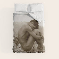 Caino' Male Nude black and white photograph / black and white photography by Wilhem von Gloeden Duvet Cover