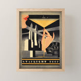1930's Waldorf Astoria Hotel NYC The Starlight Roof, Champagne Wine Card Vintage Poster Mini Art Print