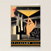1930's Waldorf Astoria Hotel NYC The Starlight Roof, Champagne Wine Card Vintage Poster Stationery Card