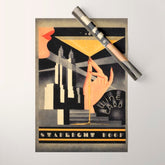 1930's Waldorf Astoria Hotel NYC The Starlight Roof, Champagne Wine Card Vintage Poster Wrapping Paper
