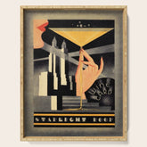 1930's Waldorf Astoria Hotel NYC The Starlight Roof, Champagne Wine Card Vintage Poster Serving Tray