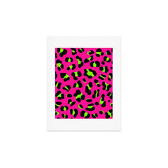 80s Neon Pink and Lime Green Leopard Art Print
