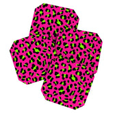 80s Neon Pink and Lime Green Leopard Coaster
