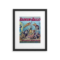 1910 Barnum & Bailey Circus Dancing Lions - M'lle Adgi's Acting Vintage Poster Framed Art Print
