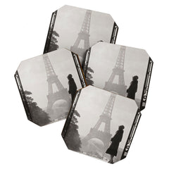 1920 Woman at the Gate, Eiffel Tower black and white photography / jazz age black & white photograph Coaster