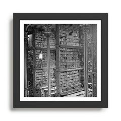 A book lovers dream - Cast-iron Book Alcoves Cincinnati Library black and white photography Framed Art Print
