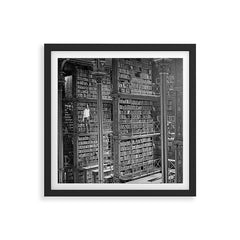 A book lovers dream - Cast-iron Book Alcoves Cincinnati Library black and white photography Framed Art Print