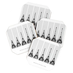1888-1889 The Rise of the Eiffel Tower Construction Sequence black and white photography Coaster