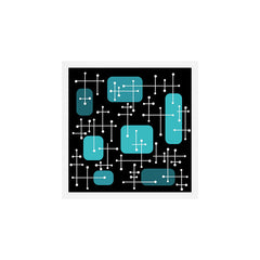 1950s Eames Era Art Crosshairs Black Teal Blue Art Print