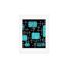 1950s Eames Era Art Crosshairs Black Teal Blue Art Print