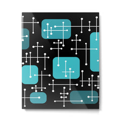 1950s Eames Era Art Crosshairs Black Teal Blue Metal Print
