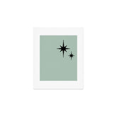 1950s Atomic Age Minimalist Starburst Pair in Black and 50s Celadon Teal Solid Art Print