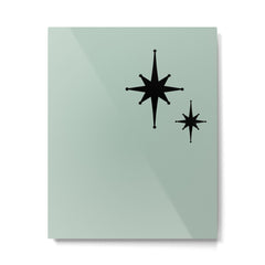1950s Atomic Age Minimalist Starburst Pair in Black and 50s Celadon Teal Solid Metal Print