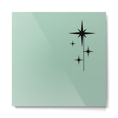 1950s Atomic Age Retro Starbursts in Aqua Mint and Black Metal Print