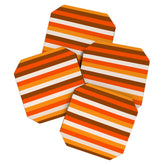 70s Fine Stripes in Retro Orange and Brown Coaster