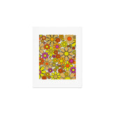 70s Retro Flowers Gingham Floral Pattern Orange Yellow Cream Art Print