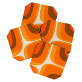 70s Retro Groove Minimalist Mid Century Modern Abstract in 1970s Brown and Orange Coaster