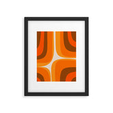 70s Retro Groove Minimalist Mid Century Modern Abstract in 1970s Brown and Orange Framed Art Print