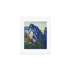 A Departure I - Mountain & Forest Nature Ukiyo Landscape in Blue, Green & Grey Art Print
