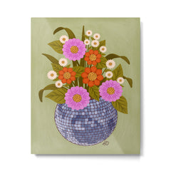 1970s Disco Ball Flower Pot Metal Print