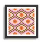 70s Disco Daisy Flower Pattern Framed Art Print