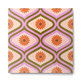 70s Disco Daisy Flower Pattern Metal Print