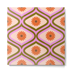 70s Disco Daisy Flower Pattern Metal Print