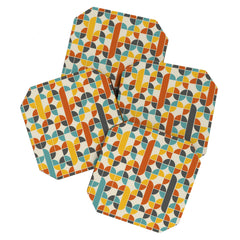 1970s Colors Mid Century Modern Geometric Pattern Coaster