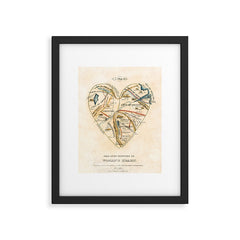 "A Map of the Open Country of a Woman's Heart" by D. W. Kellogg (c. 1833-1842) Framed Art Print