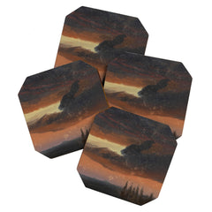 "Cloud Study over Poplars" by Knud Baade, circa 1830s-1840s Coaster