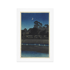 "Crescent Moon and Tea Houses, Kanazawa" by Hasui Kawase, 1920s Art Print
