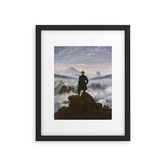 "Wanderer above the Sea of Fog" ("Der Wanderer ��ber dem Nebelmeer") by Caspar David Friedrich, circa 1817 Framed Art Print