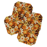 70's Floral Prints, Retro Art Coaster