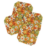 70's Retro Flowers Print Coaster