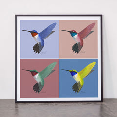05 Blue, Red, Green, Yellow Hummingbird Framed Art Print