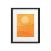 70s Style Golden Sunset Abstract Landscape Framed Art Print