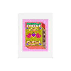 2 Chicks Perfect Match Vintage Matchbox Green & Pink Palette Art Print