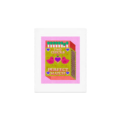 2 Chicks Perfect Match Vintage Matchbox Green & Pink Palette Art Print