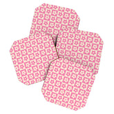 90s checkers flowers cream and pink Coaster